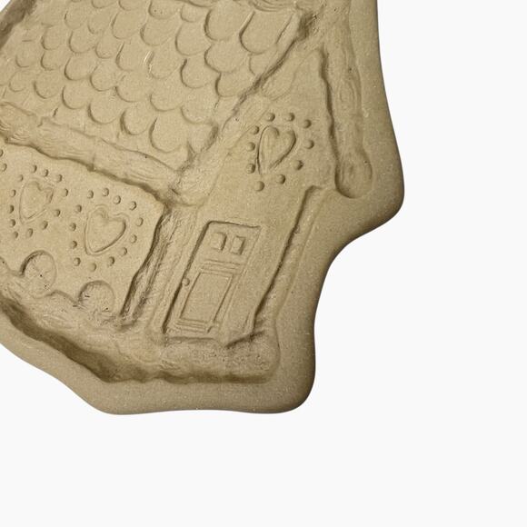 Brown Bag Cookie Art Mold Gingerbread House Durable Ceramic Heart Cottage Vtg - Picture 4 of 9